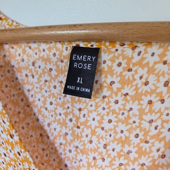 EUC LIKE NEW EMERY ROSE YELLOW DAISY PRINT FLORAL V NECK TIERED MAXI DRESS SZ XL - Picture 12 of 15